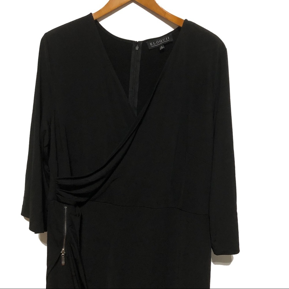 Eloqui half Sleeve black dress with Side zip - 18 - Picture 5 of 6